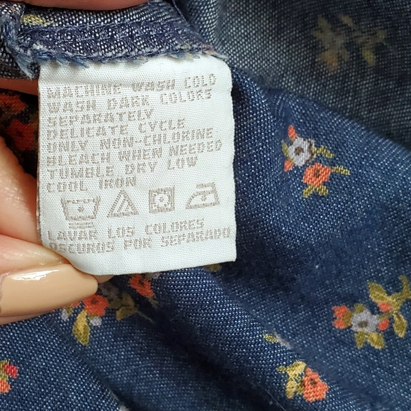 Vintage Liz Claiborne Floral Demin Chambray Dress - Picture 8 of 8